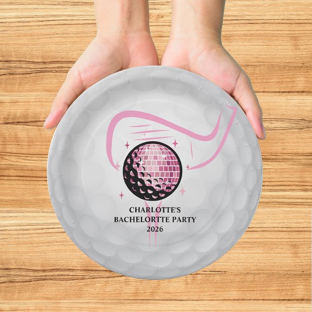 Last Swing Golf Bachelorette Pink  Paper Plates (Creator Uploaded)
