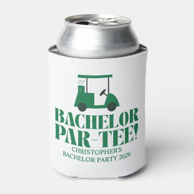 Last Swing Golf Country Club Bachelor Black Green Can Cooler (Can Front)