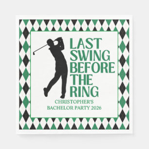 Last Swing Golf Country Club Bachelor Black Green Napkins