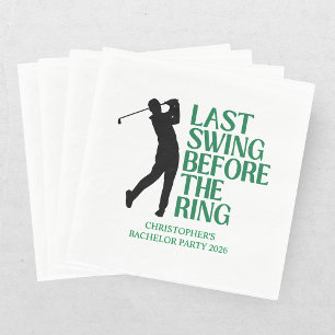 Last Swing Golf Country Club Bachelor Black Green Napkins