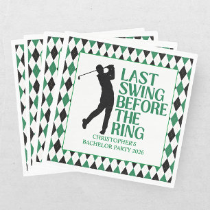 Last Swing Golf Country Club Bachelor Black Green Napkins