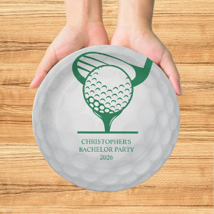 Last Swing Golf Country Club Bachelor Black Green Paper Plates