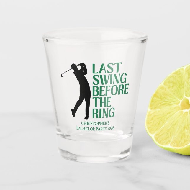 Last Swing Golf Country Club Bachelor Black Green Shot Glass (Front)