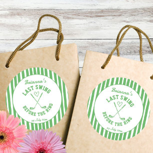 Last swing golf country club Bachelorette favor Classic Round Sticker