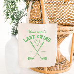 Last swing golf country club Bachelorette favors Tote Bag<br><div class="desc">Last swing before the ring golf country club themed Bachelorette weekend bride bridesmaid favors and gifts personalized bachelorette tote bag,  bachelorette party sage green golf themed tote bag bridesmaid gifts bridal party favors</div>
