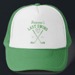 Last swing golf country club Bachelorette favors Trucker Hat<br><div class="desc">Last swing before the ring golf country club themed Bachelorette weekend bride bridesmaid favors and gifts personalized bachelorette sports hat,  bachelorette party sage green golf themed sports cap bridesmaid gifts bridal party favors</div>