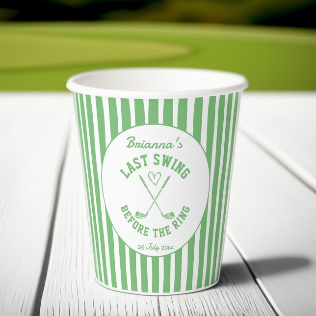 Last swing golf country club Bachelorette weekend Paper Cups (Last swing before the ring golf country club Bachelorette weekend party personalized Paper Cups)