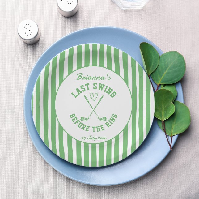 Last swing golf country club Bachelorette weekend Paper Plates (Last swing before the ring golf country club Bachelorette weekend personalized printed Paper Plates)
