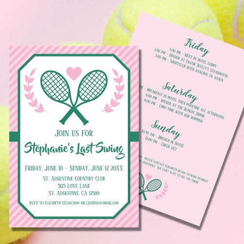 Last Swing Tennis Country Club Bachelorette Invitation