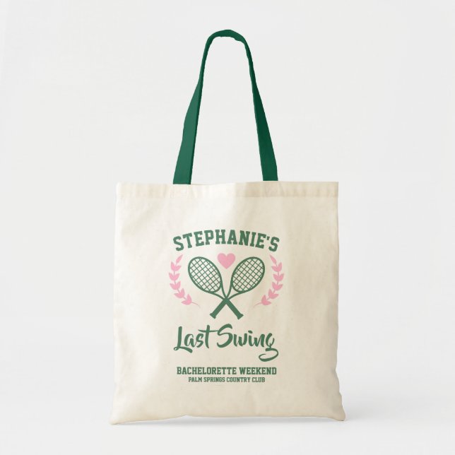 Last Swing Tennis Country Club Bachelorette Tote Bag (Front)