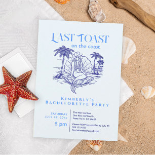 Last Toast Bachelorette Party Blue Mermaid Invitation