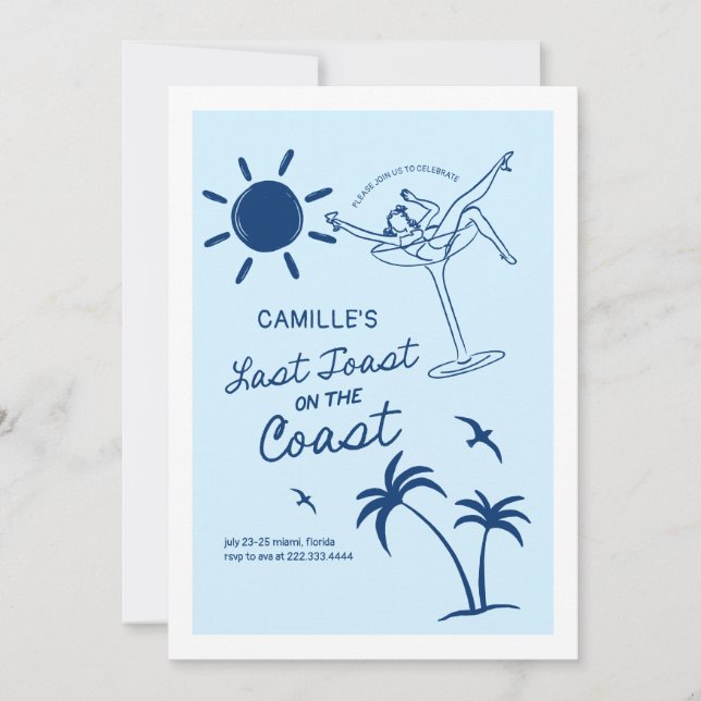 Last Toast Bachelorette Weekend Bash Invitation (Front)