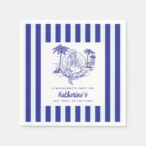 Last Toast Blue Cowboy Mermaid Bachelorette Party Napkins