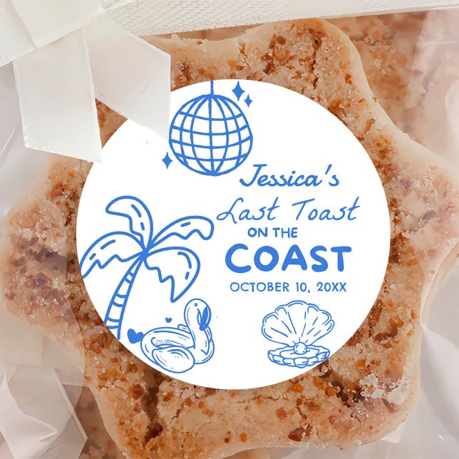 Last Toast Coast Beach Bachelorette Party Classic Round Sticker (Creator Uploaded)