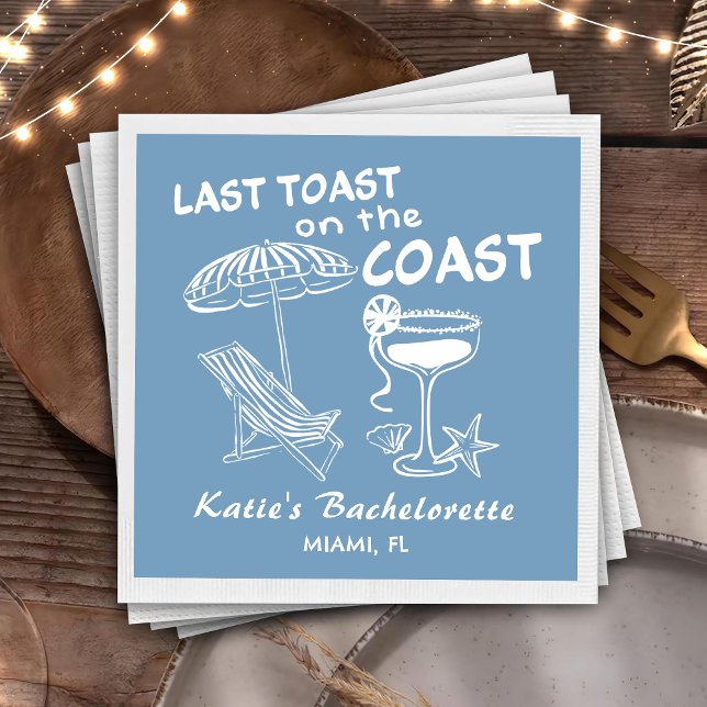 Last Toast Coast Beach Bachelorette Party Paper Dinner Napkins (Creator Uploaded)