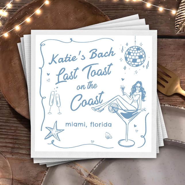 Last Toast Coast Beach Bachelorette Party Paper Dinner Napkins (Creator Uploaded)
