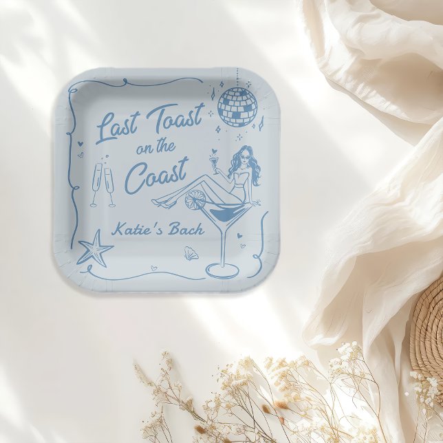 Last Toast Coast Beach Bachelorette Party Paper Plates (Creator Uploaded)