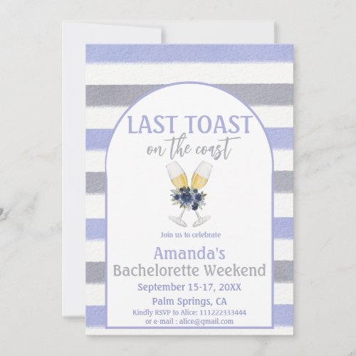 Last Toast Coast Beach Bachelorette Weedkend Party Invitation