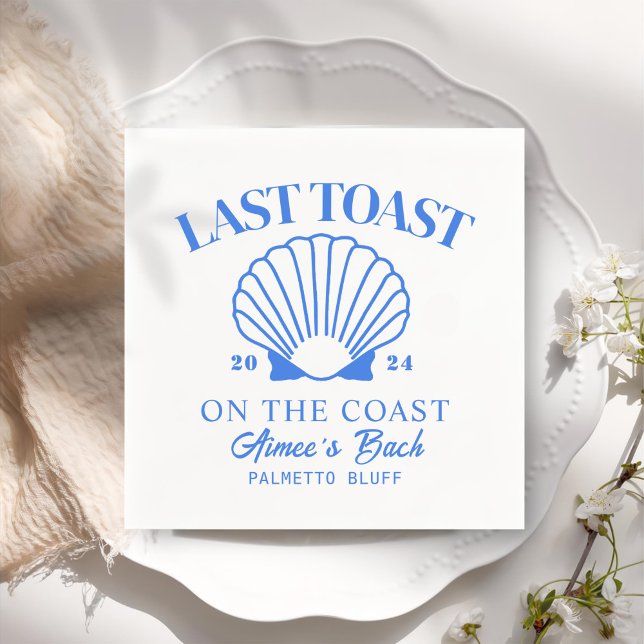 Last Toast Coast Beach Blue Bachelorette Party Napkins (Creator Uploaded)