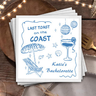 Last Toast Coast Beach Blue Bachelorette Party Paper Dinner Napkins