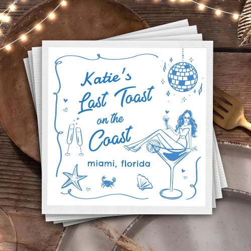 Last Toast Coast Beach Blue Bachelorette Party Paper Dinner Napkins