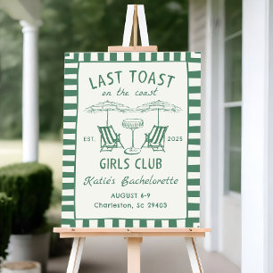 Last Toast Coast Beach Green Bachelorette Welcome Foam Board
