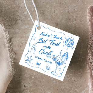 Last Toast Coast Beach Handdrawn Blue Bachelorette Favor Tags