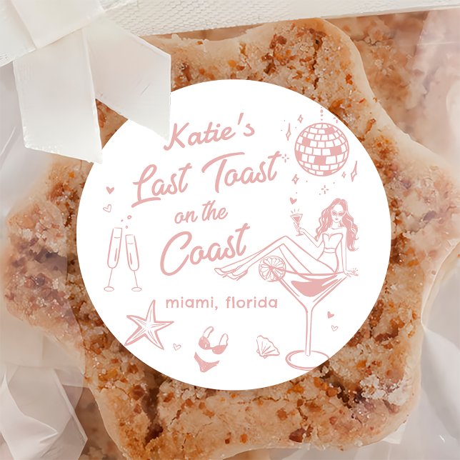 Last Toast Coast Beach Pink Bachelorette Sticker (Creator Uploaded)