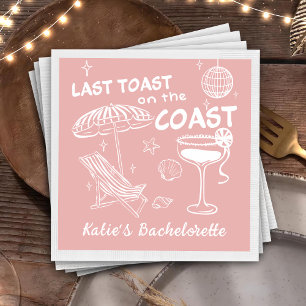 Last Toast Coast Pink Handdrawn Bachelorette Paper Dinner Napkins