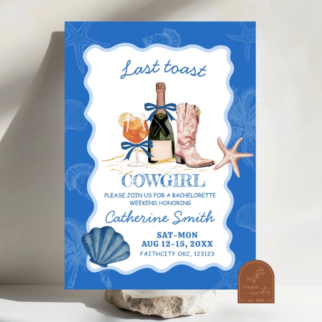 Last Toast Cowgirl Beach Bachelorette Itinerary Invitation (Creator Uploaded)