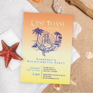 Last Toast Cowgirl Mermaid Bachelorette Party Gold Foil Invitation