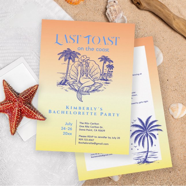 Last Toast Mermaid Bachelorette Weekend Party  Invitation (Creator Uploaded)