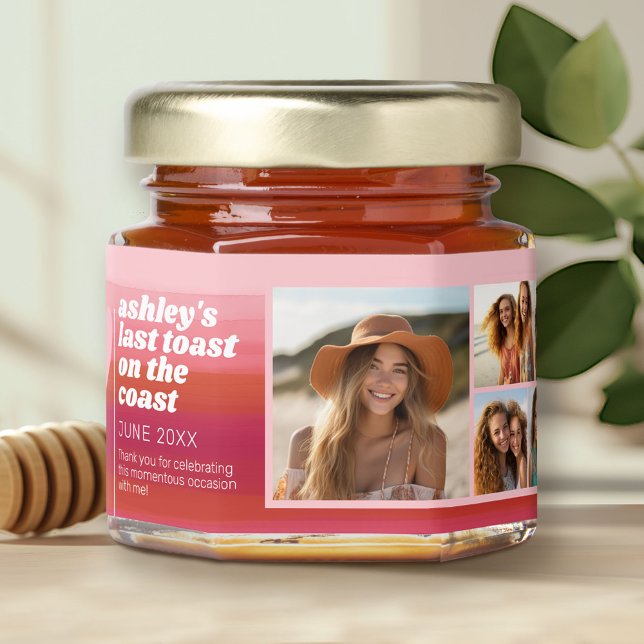 Last Toast on the Coast - 5 Photo Honey Jar Favors (Last Toast on the Coast - Bridal Shower Honey Jar Favor)