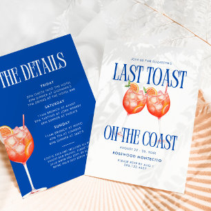 Last Toast on the Coast Aperol Spritz Bachelorette Invitation