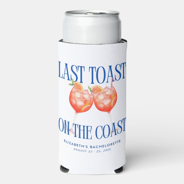 Last Toast on the Coast Aperol Spritz Bachelorette Seltzer Can Cooler (Seltzer Front)