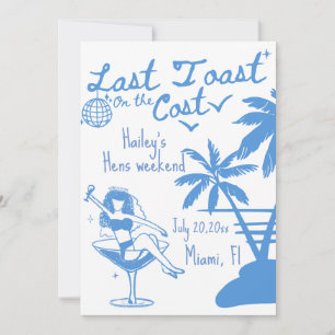 Last toast on the coast bachelorette invitation