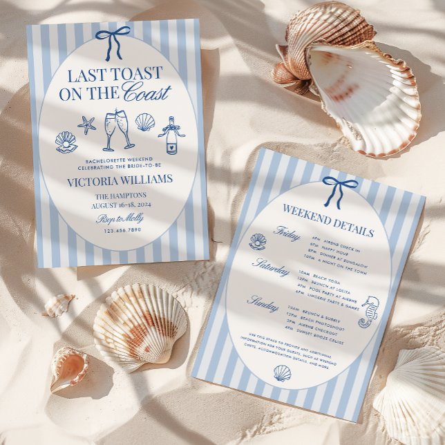 Last Toast on the Coast Bachelorette Itinerary Invitation (Creator Uploaded)