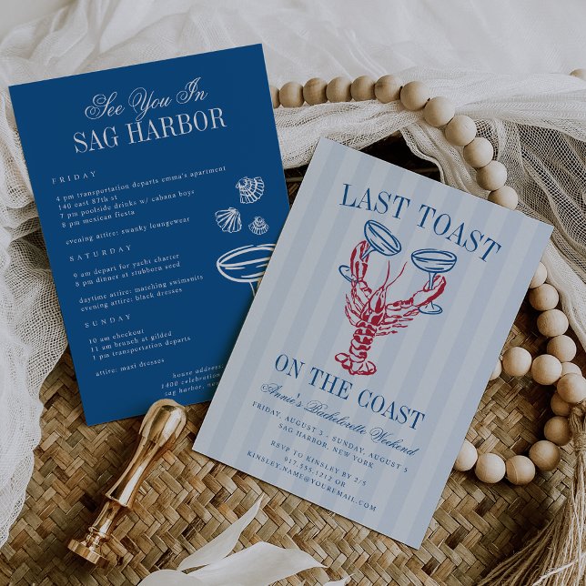 Last Toast on the Coast Bachelorette Itinerary & Invitation (Creator Uploaded)