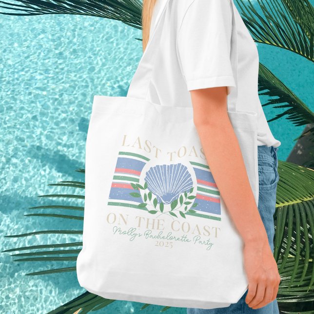 Last Toast on the Coast – Bachelorette Nautical Tote Bag (Last Toast on the Coast tote bag with modern serif font – perfect for bridal celebrations!)