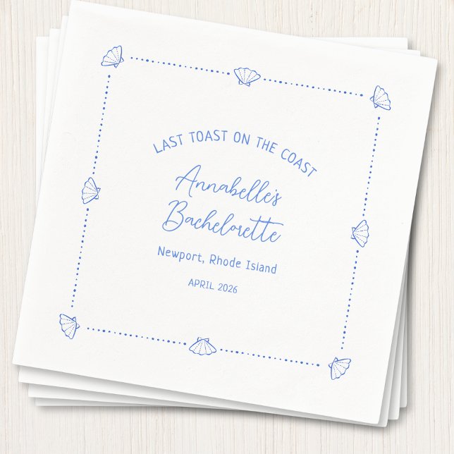 Last Toast on the Coast Bachelorette Party Blue Napkins (Creator Uploaded)