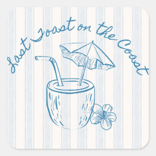 Last Toast on the Coast Bachelorette Party Design Square Sticker