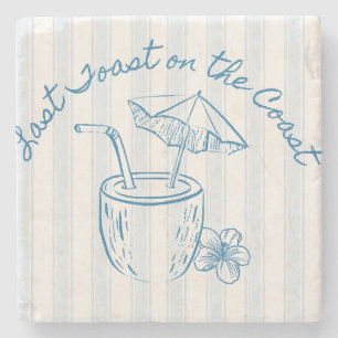 Last Toast on the Coast Bachelorette Party Design Stone Coaster