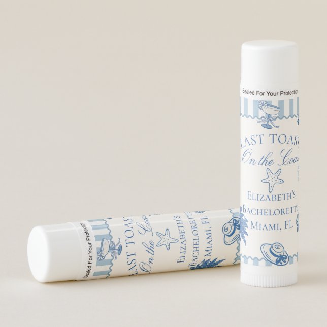 Last Toast on The Coast Bachelorette Party Favor Lip Balm (Front)