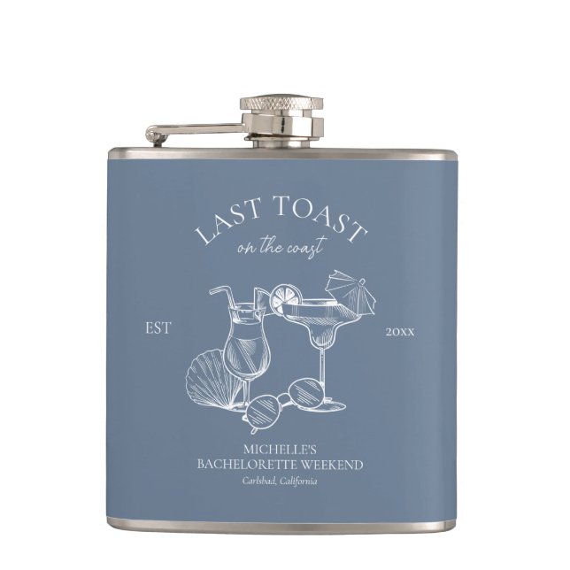 Last Toast On The Coast Bachelorette Party Flask (Front)