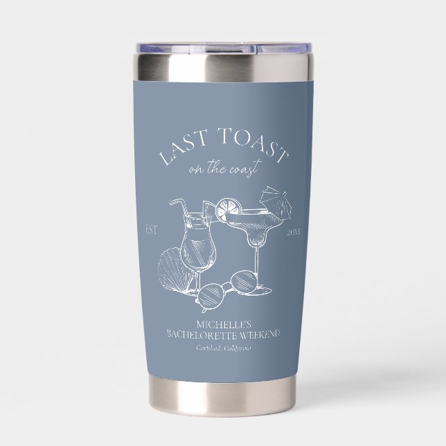 Last Toast On The Coast Bachelorette Party Insulated Tumbler (Front)