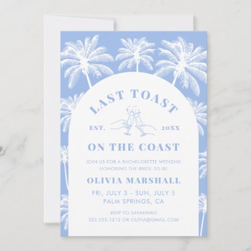 Last Toast On The Coast Bachelorette Party Invitation