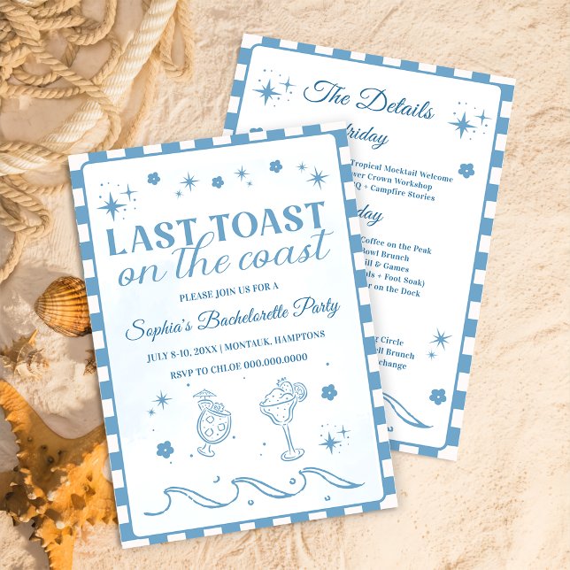 Last Toast On The Coast Bachelorette Party Invitation (Creator Uploaded)