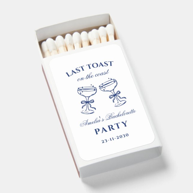 Last Toast on the Coast Bachelorette Party Matchboxes (Front Open)
