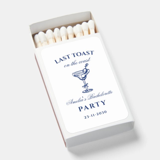 Last Toast on the Coast Bachelorette Party Matchboxes (Front Open)