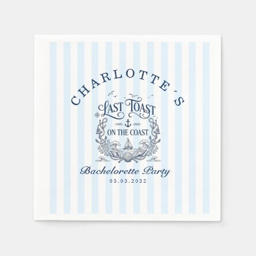 Last Toast on the Coast! Bachelorette Party Napkin